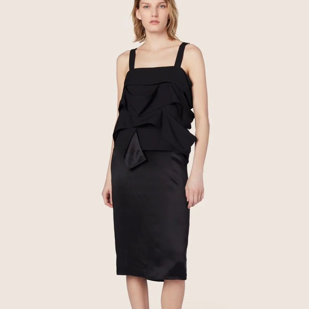 Derek Lam Black Draped Panel Cami Cocktail Dress